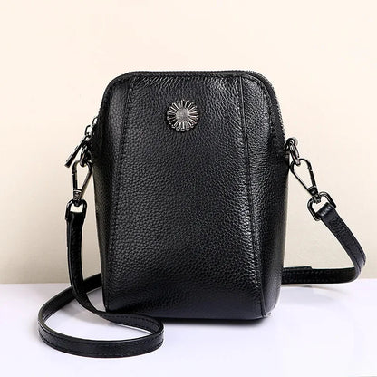 Designer Leather Small Crossbody Bags for Women Double Zipper Cell Phone Purses Ladies Travel Shopping Shoulder Satchel Handbags