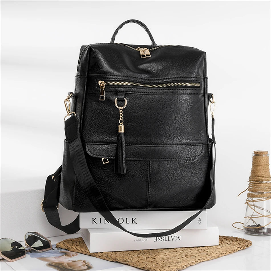 Designer Pu Leather Women Backpacks Female Travel Bags Ladies Bagpack Mochilas Large Capacity School Bags for Teenage Girls Sac