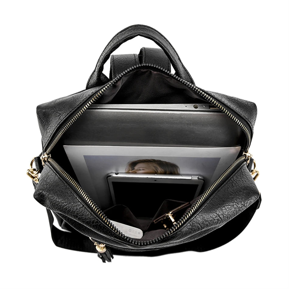 Designer Pu Leather Women Backpacks Female Travel Bags Ladies Bagpack Mochilas Large Capacity School Bags for Teenage Girls Sac