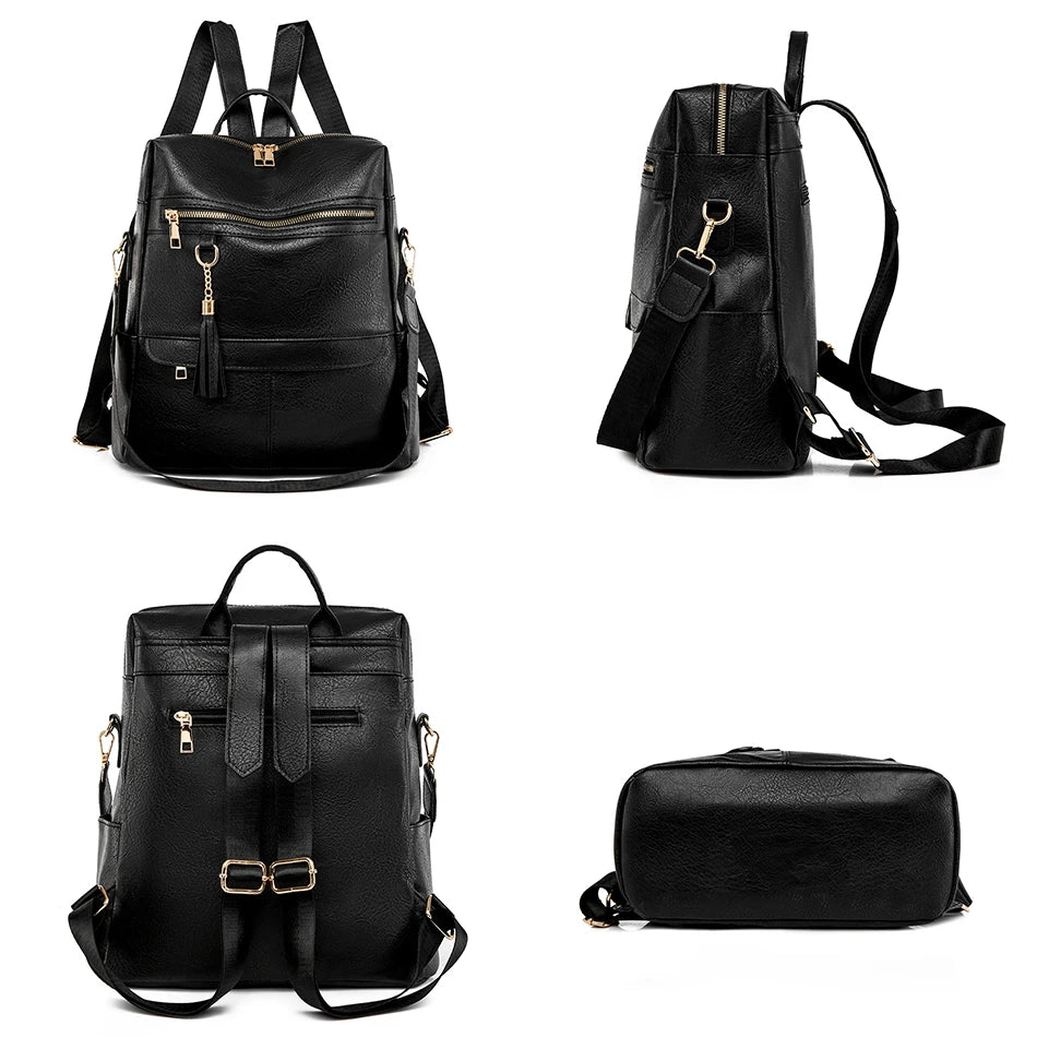 Designer Pu Leather Women Backpacks Female Travel Bags Ladies Bagpack Mochilas Large Capacity School Bags for Teenage Girls Sac