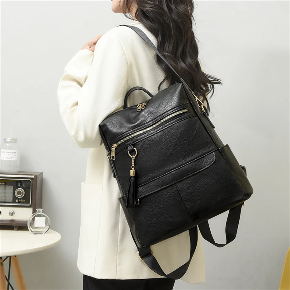 Designer Pu Leather Women Backpacks Female Travel Bags Ladies Bagpack Mochilas Large Capacity School Bags for Teenage Girls Sac
