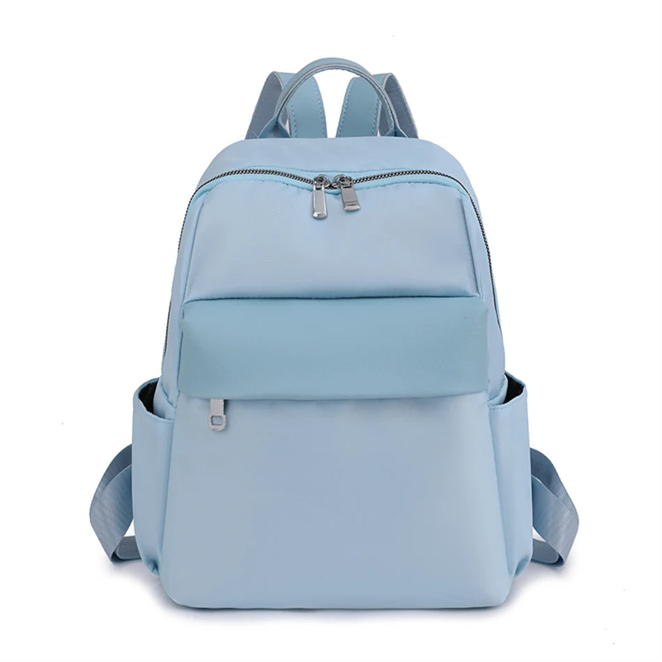 Designer Solid Color Backpacks Ladies Nylon Leisure Bagpack  School Backpack for College Students Large Capacity Simple Backpack