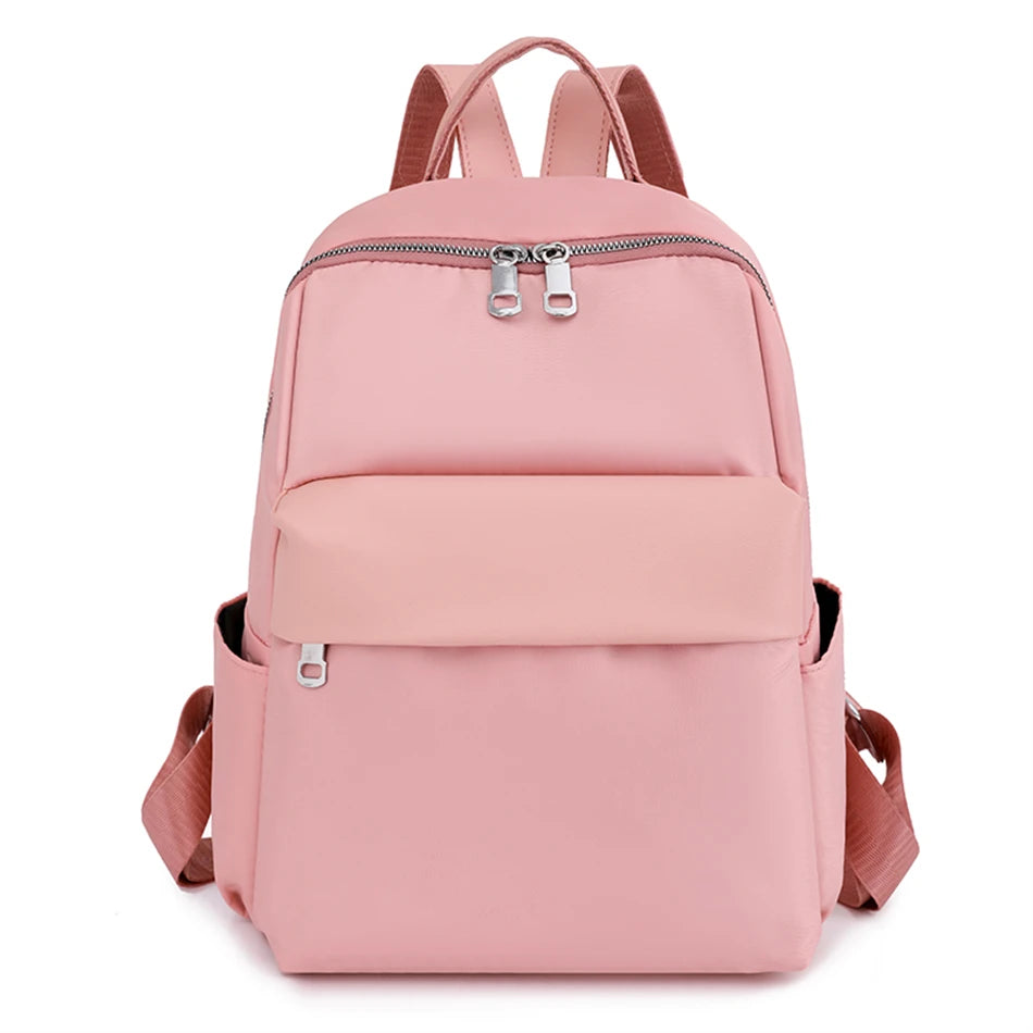 Designer Solid Color Backpacks Ladies Nylon Leisure Bagpack  School Backpack for College Students Large Capacity Simple Backpack