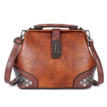Designer Solid Color Rivet Leather Handbags Women Bag Luxury Shoulder Crossbody Bags For Women's 2023 Female Messenger Tote Sac
