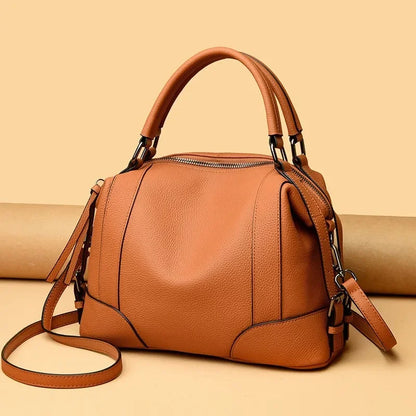 Designer Solid Color Soft Genuine Leather Shoulder Crossbody Bags For Women 2023 Cow Leather Handbags Female Messenger Tote Sac