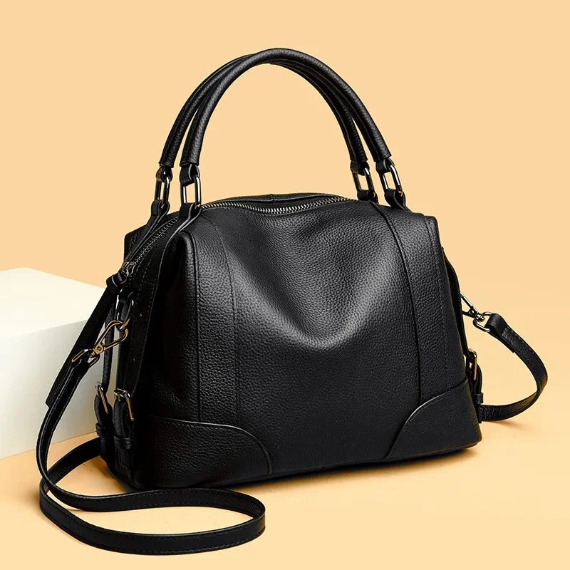 Designer Solid Color Soft Genuine Leather Shoulder Crossbody Bags For Women 2023 Cow Leather Handbags Female Messenger Tote Sac