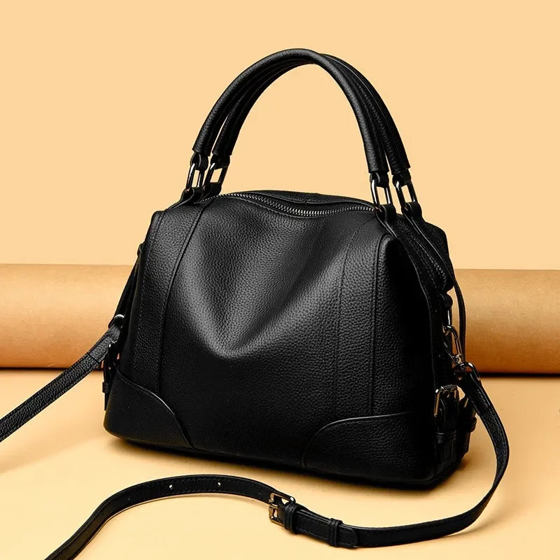 Designer Solid Color Soft Genuine Leather Shoulder Crossbody Bags For Women 2023 Cow Leather Handbags Female Messenger Tote Sac