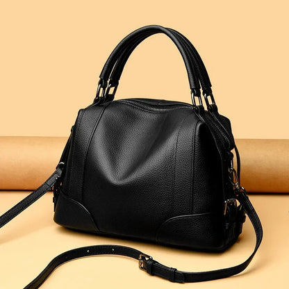 Designer Solid Color Soft Genuine Leather Shoulder Crossbody Bags For Women 2023 Cow Leather Handbags Female Messenger Tote Sac