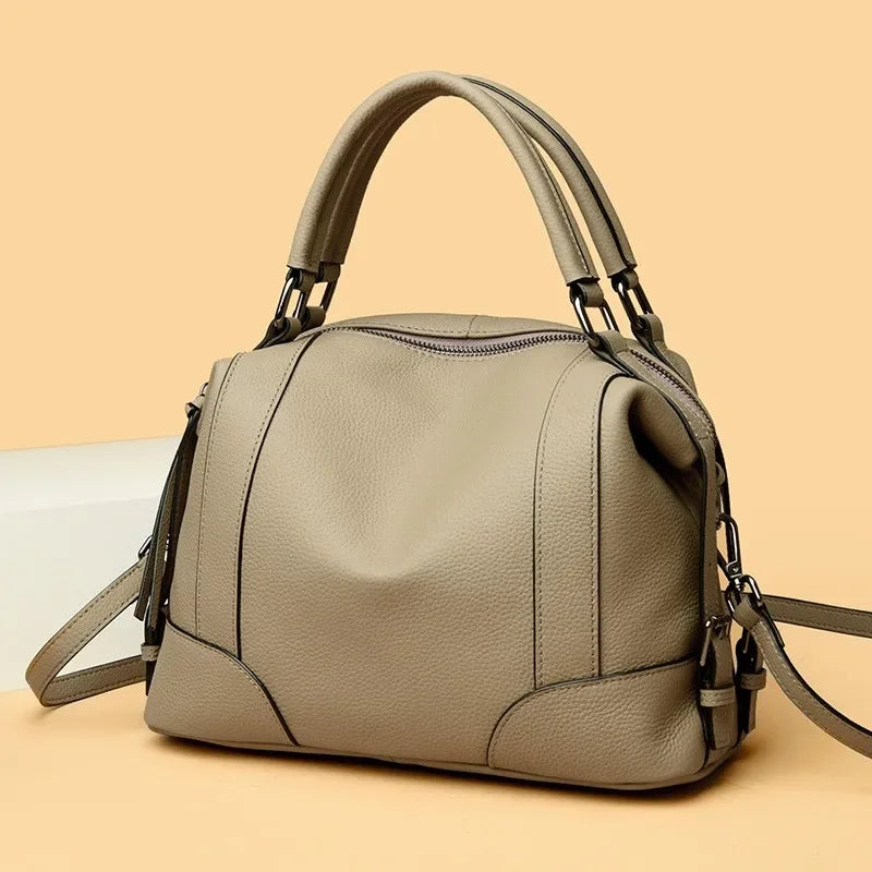 Designer Solid Color Soft Genuine Leather Shoulder Crossbody Bags For Women 2023 Cow Leather Handbags Female Messenger Tote Sac