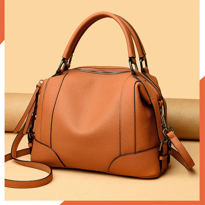 Designer Solid Color Soft Genuine Leather Shoulder Crossbody Bags For Women 2023 Cow Leather Handbags Female Messenger Tote Sac