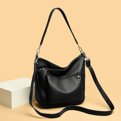 Designer Solid Genuine Leather 3 Layers Large Capacity Women Shoulder Crossbody Bags Luxury Handbags Women's bag Female Tote Sac