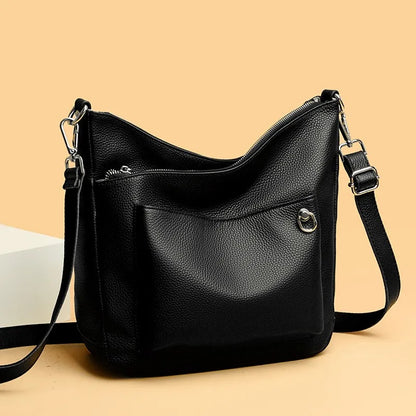 Designer Solid Genuine Leather 3 Layers Large Capacity Women Shoulder Crossbody Bags Luxury Handbags Women's bag Female Tote Sac