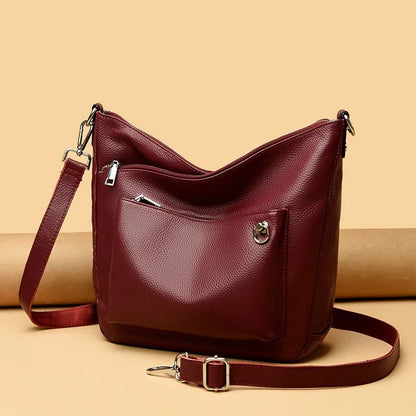 Designer Solid Genuine Leather 3 Layers Large Capacity Women Shoulder Crossbody Bags Luxury Handbags Women's bag Female Tote Sac