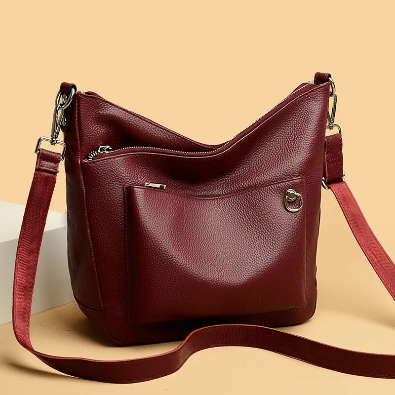Designer Solid Genuine Leather 3 Layers Large Capacity Women Shoulder Crossbody Bags Luxury Handbags Women's bag Female Tote Sac