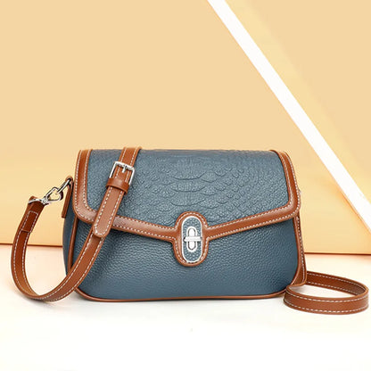 Designer Solid Genuine Leather Shoulder Crossbody Bag for Women 2023 Cow Leather Solid Female Messenger Tote Sac Luxury Handbags
