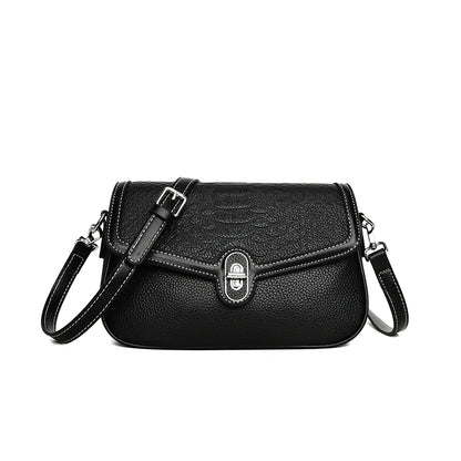 Designer Solid Genuine Leather Shoulder Crossbody Bag for Women 2023 Cow Leather Solid Female Messenger Tote Sac Luxury Handbags