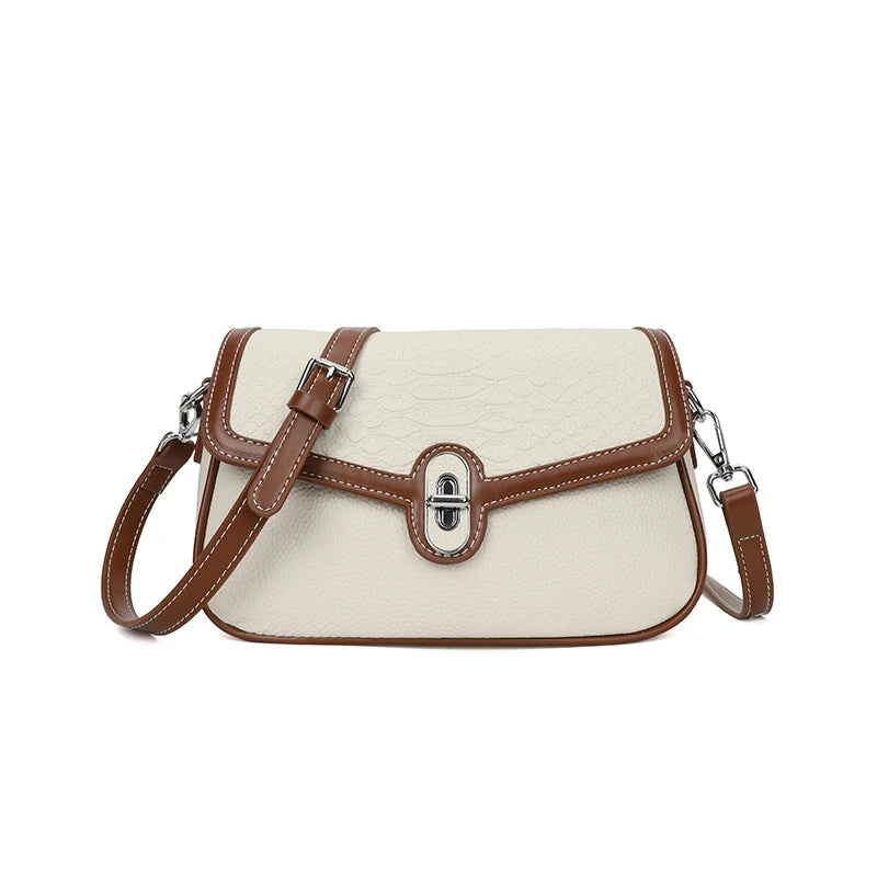 Designer Solid Genuine Leather Shoulder Crossbody Bag for Women 2023 Cow Leather Solid Female Messenger Tote Sac Luxury Handbags