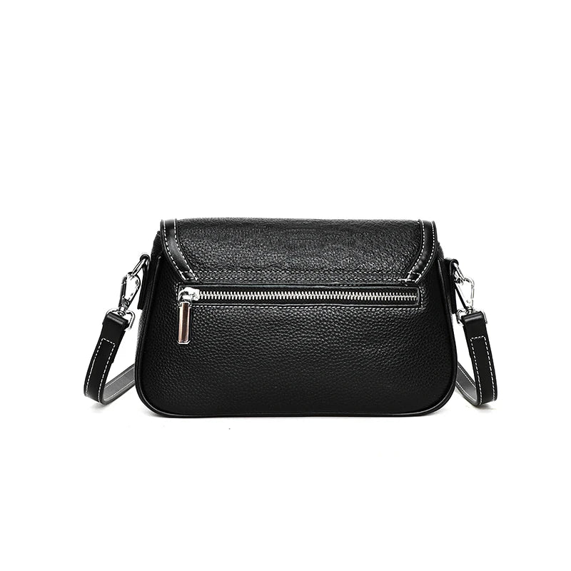 Designer Solid Genuine Leather Shoulder Crossbody Bag for Women 2023 Cow Leather Solid Female Messenger Tote Sac Luxury Handbags