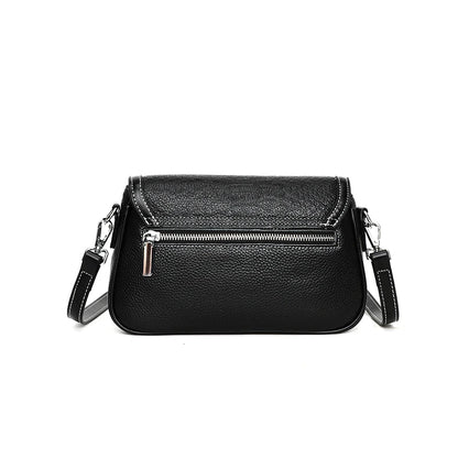 Designer Solid Genuine Leather Shoulder Crossbody Bag for Women 2023 Cow Leather Solid Female Messenger Tote Sac Luxury Handbags