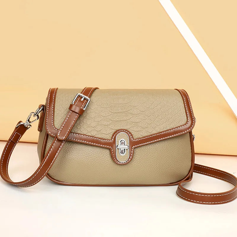 Designer Solid Genuine Leather Shoulder Crossbody Bag for Women 2023 Cow Leather Solid Female Messenger Tote Sac Luxury Handbags