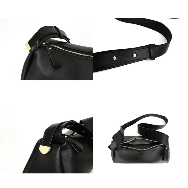 Designer Solid Genuine Leather Small Handbag Female Messenger Tote Sac High Quality Cow Leather Shoulder Crossbody Bag for Women