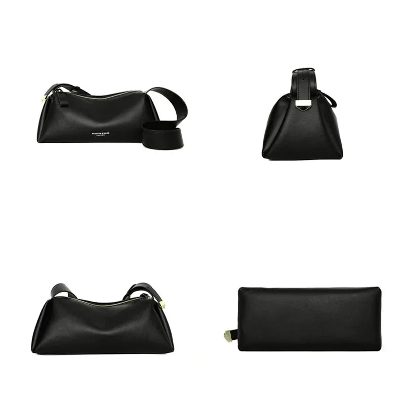 Designer Solid Genuine Leather Small Handbag Female Messenger Tote Sac High Quality Cow Leather Shoulder Crossbody Bag for Women