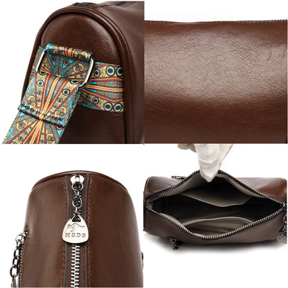 Designer Solid Genuine Leather Small Handbag Female Messenger Tote Sac High Quality Cow Leather Shoulder Crossbody Bag for Women