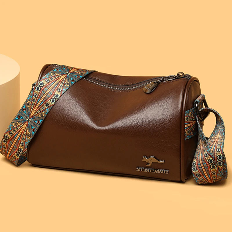 Designer Solid Genuine Leather Small Handbag Female Messenger Tote Sac High Quality Cow Leather Shoulder Crossbody Bag for Women