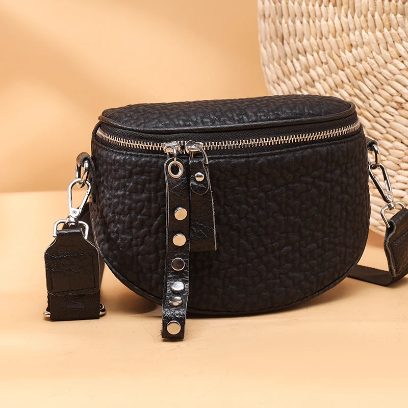 Designer Stone Pattern Genuine Leather Women's Shoulder Crossbody Bag Luxury Cow Leather Female Handbag Women Messenger Tote Sac