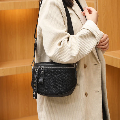 Designer Stone Pattern Genuine Leather Women's Shoulder Crossbody Bag Luxury Cow Leather Female Handbag Women Messenger Tote Sac
