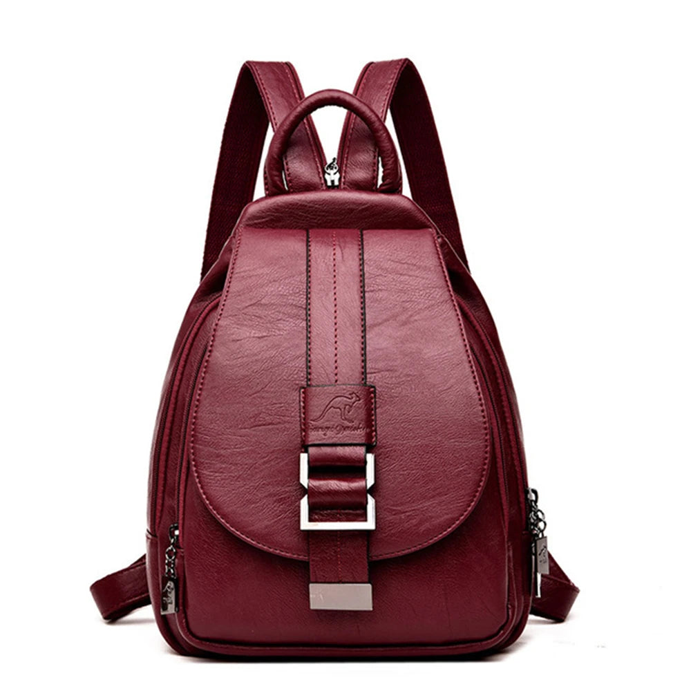 Designer Women Soft Leather Backpack Purse Female Shoulder Bag Travel Ladies Bagpack Mochilas School Bags For Teenage Girls