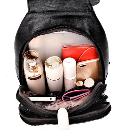 Designer Women Soft Leather Backpack Purse Female Shoulder Bag Travel Ladies Bagpack Mochilas School Bags For Teenage Girls