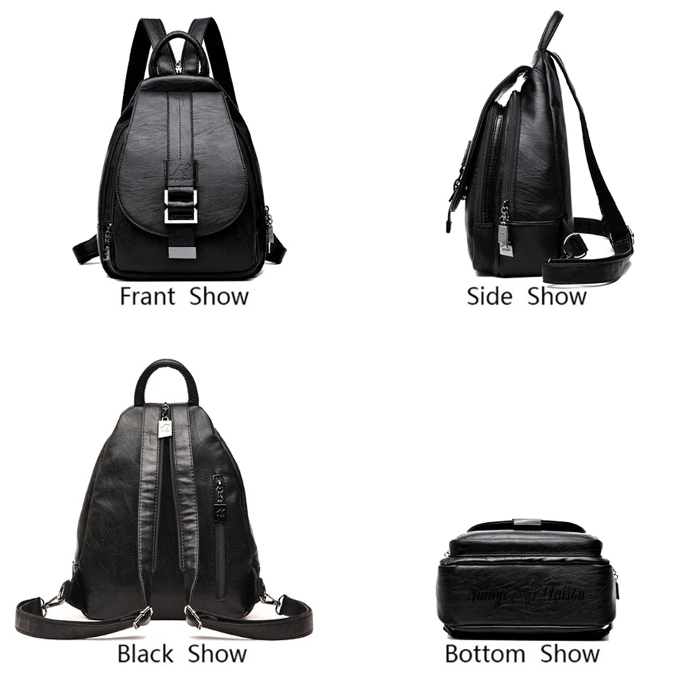 Designer Women Soft Leather Backpack Purse Female Shoulder Bag Travel Ladies Bagpack Mochilas School Bags For Teenage Girls