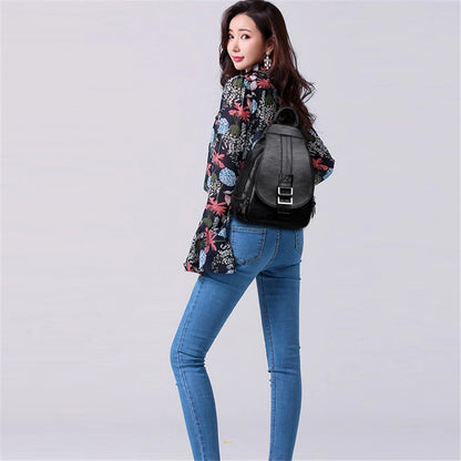 Designer Women Soft Leather Backpack Purse Female Shoulder Bag Travel Ladies Bagpack Mochilas School Bags For Teenage Girls