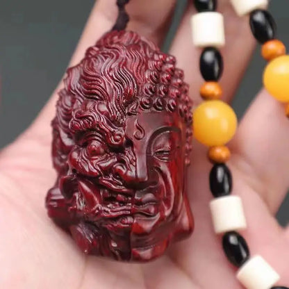 Devil Satan Buddha Deity Head Carved Solid Wood Man Gift  Carved Statue Yellow Origin Wooden Statue