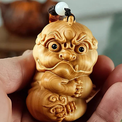 Devil Satan Buddha Deity Head Carved Solid Wood Man Gift  Carved Statue Yellow Origin Wooden Statue