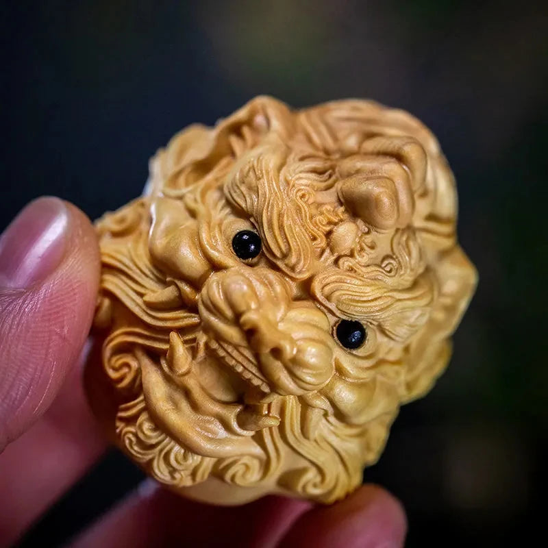 Devil Satan Buddha Deity Head Carved Solid Wood Man Gift  Carved Statue Yellow Origin Wooden Statue