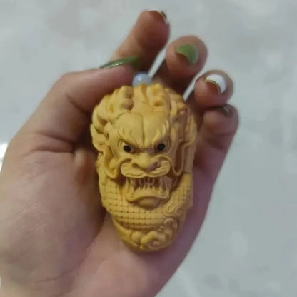 Devil Satan Buddha Deity Head Carved Solid Wood Man Gift  Carved Statue Yellow Origin Wooden Statue