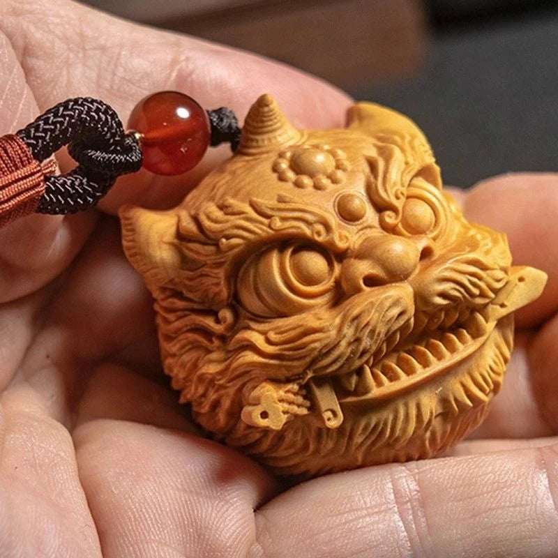 Devil Satan Buddha Deity Head Carved Solid Wood Man Gift  Carved Statue Yellow Origin Wooden Statue