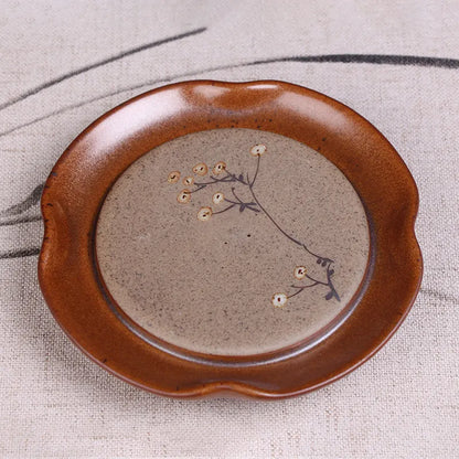 Deyuanchang Purple Clay Pot Mat Tea Pot Base Japanese Dry Pour Tea Tray Tea Table Ceramic Saucer Kung Fu Tea Utensils Pot Tray
