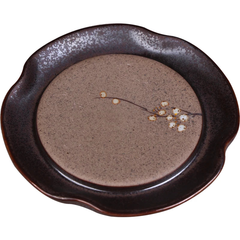 Deyuanchang Purple Clay Pot Mat Tea Pot Base Japanese Dry Pour Tea Tray Tea Table Ceramic Saucer Kung Fu Tea Utensils Pot Tray