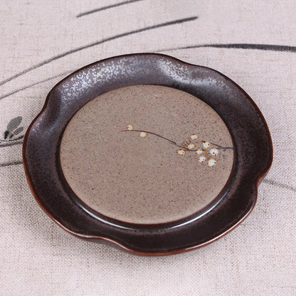 Deyuanchang Purple Clay Pot Mat Tea Pot Base Japanese Dry Pour Tea Tray Tea Table Ceramic Saucer Kung Fu Tea Utensils Pot Tray