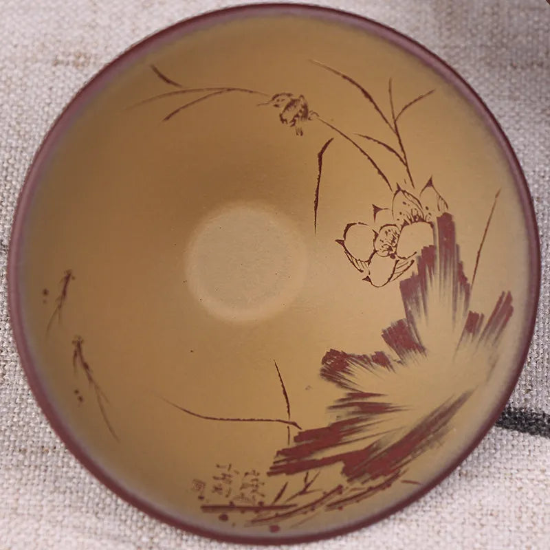 Deyuanchang Purple Sand Bamboo-Hat Type Cup Tea Cup Tea Cup Yixing Zisha Cup Master Cup Handmade Kung Fu Tea Cup Single Cup