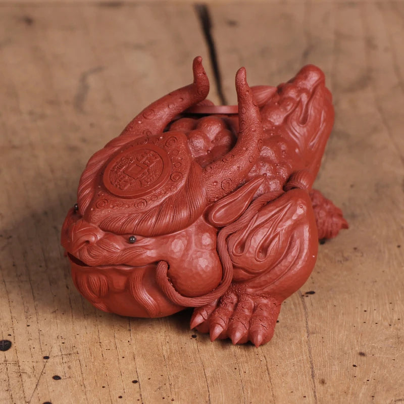 Deyuanchang Purplue Sand Tea Pet Decoration Handmade Boutique Supportable Money Drawing Pi Xiu Golden Toad Creative Tea Ceremony