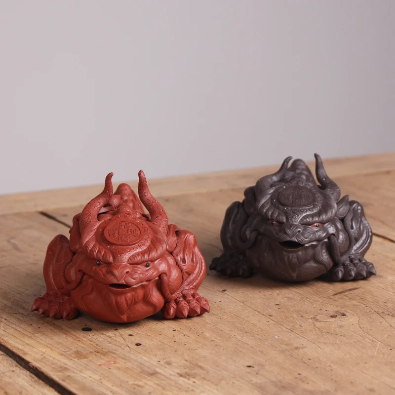 Deyuanchang Purplue Sand Tea Pet Decoration Handmade Boutique Supportable Money Drawing Pi Xiu Golden Toad Creative Tea Ceremony
