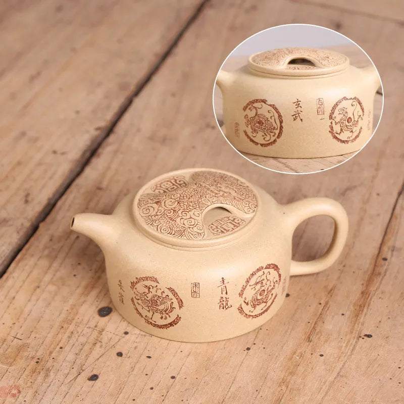 Deyuanchang Yixing Purple Clay Pot Handmade Benshan Green Mud Cow Cover Lotus Pot Senior Engineer Wu Shujuan Half-Handmade