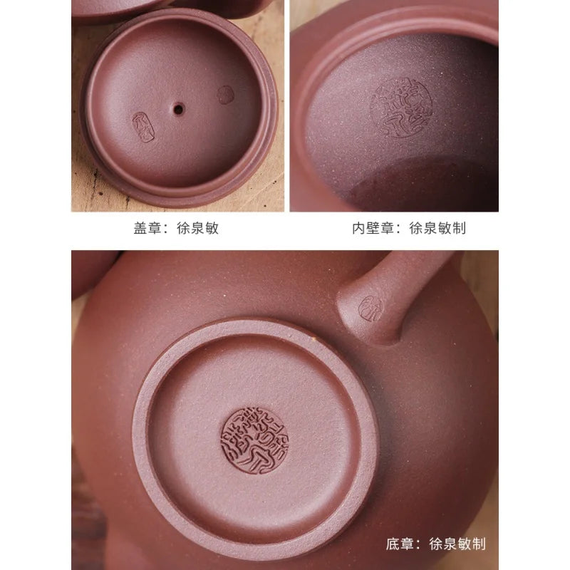 Deyuanchang Yixing Purple Clay Pot Handmade Jane·Tibetan Purple Clay Han Yun Aid Xu Quanmin Semi-Hand Flat Mesh