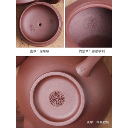 Deyuanchang Yixing Purple Clay Pot Handmade Jane·Tibetan Purple Clay Han Yun Aid Xu Quanmin Semi-Hand Flat Mesh