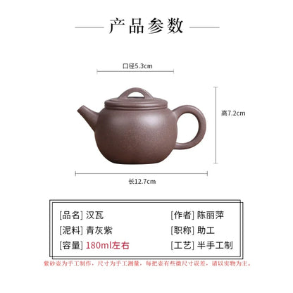 Deyuanchang Yixing Purple Clay Pot Handmade Raw Ore Green Gray Purple Han Tile Aid Chen Liping Semi-Handmade