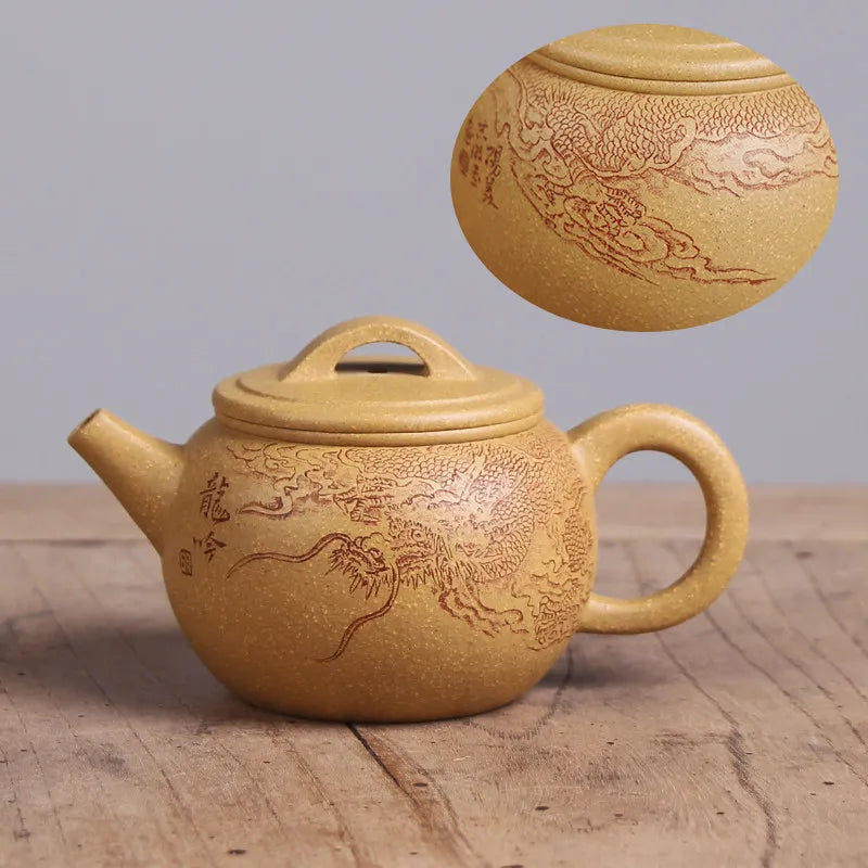 Deyuanchang Yixing Purple Clay Pot Handmade Raw Ore Pear Skin Mud Hanwa Pot Aid Chen Liping Semi-Handmade